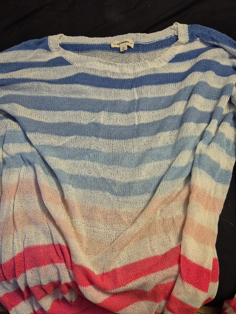 eesome Striped Scoopneck Sweater in Blue, White & Pink